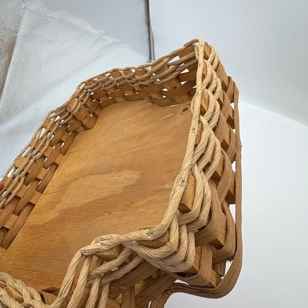 Vintage Woven and Wood Arkansas-Shaped Basket